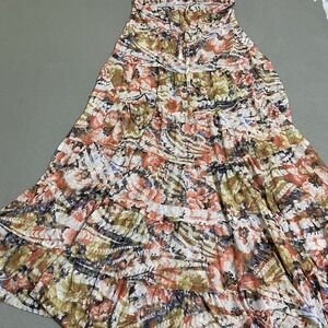 Tiered Floral Multicolored Maxi Peasant Skirt‎ Size M/L Hippie Boho Gypsy Sheer